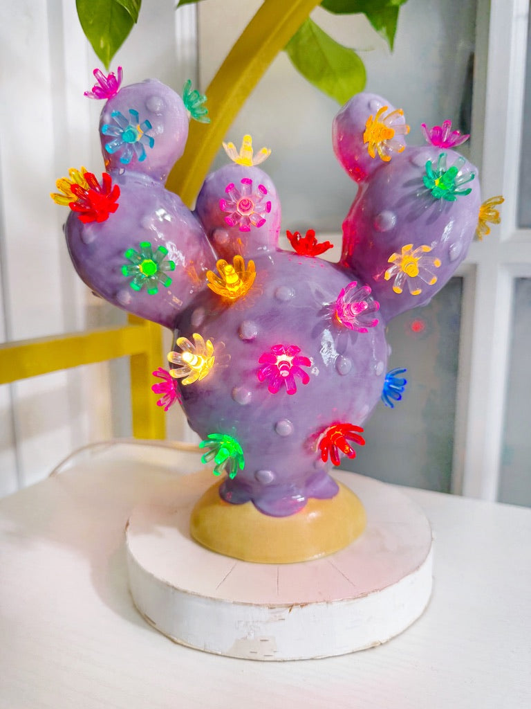 Small Prickly Pear Ceramic Cactus Light - Lilac