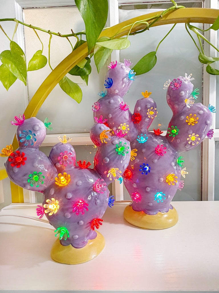 Small Prickly Pear Ceramic Cactus Light - Lilac