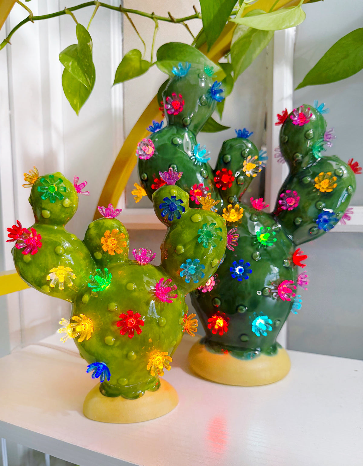 Small Prickly Pear Ceramic Cactus Light - Green