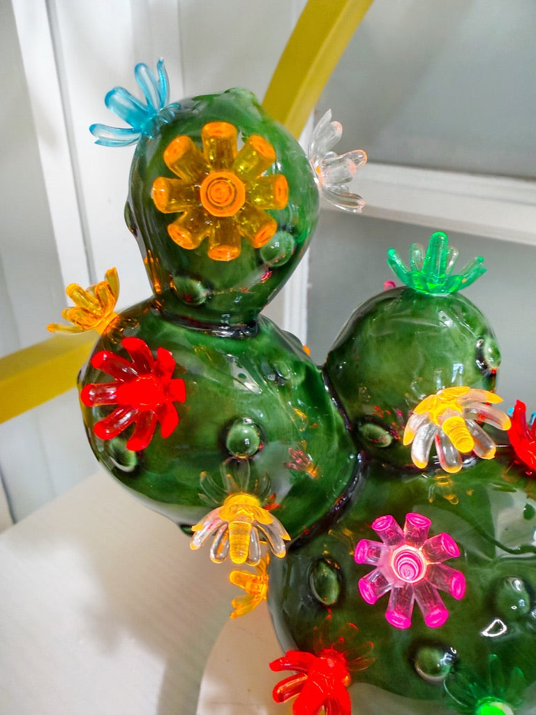Small Prickly Pear Ceramic Cactus Light - Vintage Green