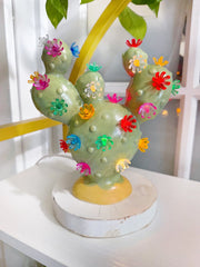 Small Prickly Pear Ceramic Cactus Light - Patina Sage