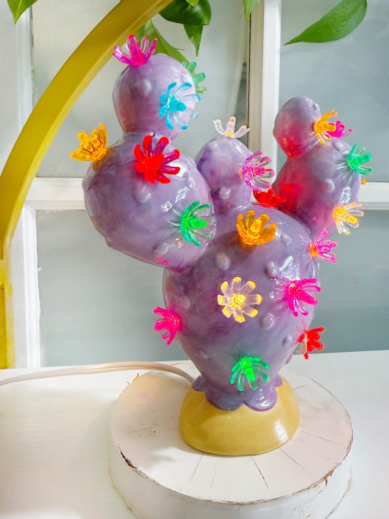 Small Prickly Pear Ceramic Cactus Light - Lilac