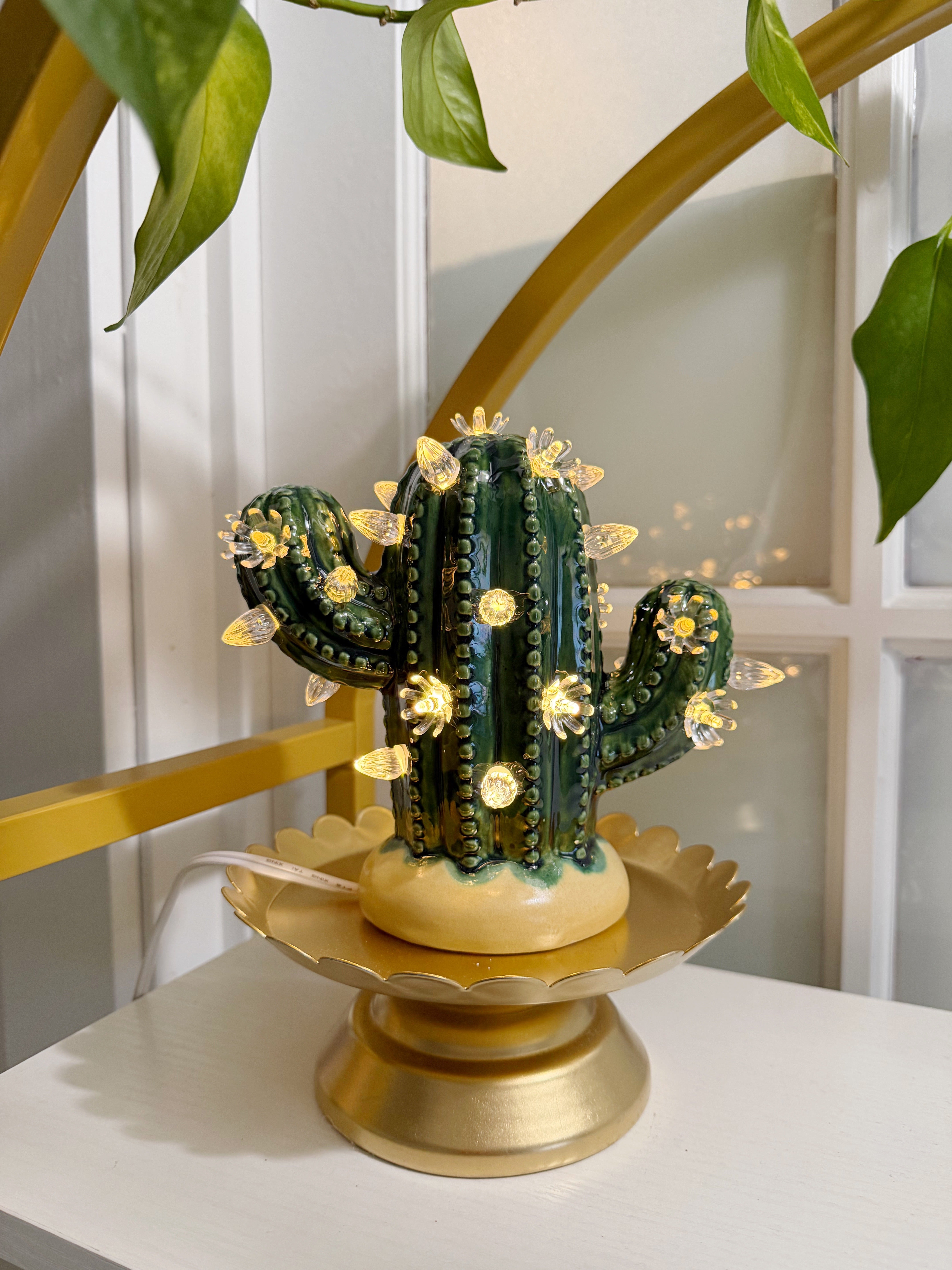 Cactus カクタス　7インチシングル のっぽのサリー Dark Green Small Lighted Cactus Tree – Brush Strokes Pottery